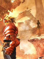 The young warrior is standing in the front, looking into the direction of the viewer. In the back are ruins, and the solitary silhouette of Rose, her back turned to the viewer as she is gazing at the remains of an age long passed.